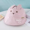 Pink cotton baby bucket hat with cute 3D bunny ears and white Hello embroidery - Baby 1-3 Years 48-50CM / Pink Rabbit