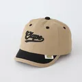 Kids baseball cap in khaki and black with embroidered Cape lettering and short brim - 48-52cm / Khaki Patchwork Black (ELAPE)