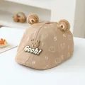 Khaki baby beret with plush bear ears and cute cartoon patterns for summer sun protection - 50cm / GOOH Bear Khaki