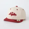 Beige and red baby baseball cap with Los Angeles embroidery and soft foldable brim - Toddler One Size / ANG Letter Beige