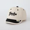 Beige baby baseball cap with black Boston embroidery and a contrast flat brim - 48-52cm / Beige Patchwork Black (BOSTON)