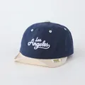 Two-tone navy and beige baby baseball cap with Los Angeles embroidery and soft brim - Toddler One Size / ANG Letter Navy Blue