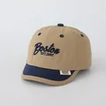 Khaki and navy baby baseball cap with Boston embroidery and short brim for summer - 48-52cm / Khaki Patchwork Navy (BOSTON)