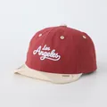 Red and beige contrast baseball cap for toddlers featuring Los Angeles embroidery - Toddler One Size / ANG Letter Wine Red
