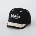 Kids Boston baseball cap in black and beige contrast with premium 1987 letter embroidery - 48-52cm / Black Patchwork Beige (BOSTON)