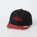 Kids vintage soft brim baseball cap in black and burgundy with Los Angeles embroidery - Toddler One Size / Letter ANG Black
