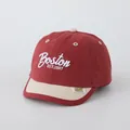 Toddler Boston letter baseball cap in burgundy and cream canvas for sun protection - 48-52cm / Burgundy Patchwork Beige (BOSTON)
