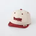 Infant soft brim baseball cap in beige and burgundy with Brooklyn embroidery - Toddler One Size / Letter BROOK Beige