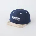 Kids navy blue soft brim baseball cap with Brooklyn embroidery and contrast peak - Toddler One Size / Letter BROOK Navy Blue