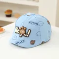 Light blue cotton baby baseball cap with OK bear applique and cute cartoon animal prints - 50cm / OK Bear Sky Blue