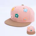 Gorra de béisbol para niños con flores 3D y diseño de contraste rosa y marrón suave - Niños 3-8 Años (50-54CM) / Rosa