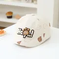 Beige baby baseball cap with cute bear prints and embossed OK bear rubber badge - 50cm / OK Bear Cream White