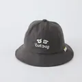 Cappello a secchiello grigio scuro per bambini in tela con ricami di animali - 48-50cm / Cane Grigio Scuro