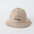 Cappello a secchiello beige per bambini con ricamo a cucciolo e dettaglio testo Cut Dug - 48-50cm / Cane Cachi