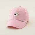 Pink cotton baseball cap for kids with cute white sheep embroidery patch - Kids 50-54CM / Solid Pink
