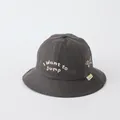 Cappello a secchiello grigio scuro per bambini in cotone con ricamo cane e scritte - 48-50cm / Lettera Grigio Scuro