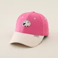 Kids cute sheep baseball cap in bright pink and cream white color block canvas style - Kids 50-54CM / Rose Red Patchwork