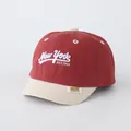 Gorra de béisbol New York para niños en rojo retro y crema con bordado de letras - Talla Única (Niños 2-6 Años) / Burdeos