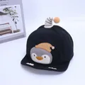 Detail of baby penguin baseball cap with 3D stripe ornament and soft cotton texture - Baby 1-3 Years 46-48CM / Style One Black (Penguin Embroidery)