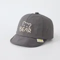Dunkelgraue Kinder Schnelltrocknende Baseballkappe mit süßer Bärenbestickung - Verstellbare Babygröße / Dunkelgrau mit BÄR
