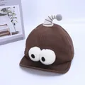 Detail of baby baseball cap featuring cartoon big eyes and soft bendable antennas - Baby 1-3 Years 46-48CM / Style Two Coffee (Big Eyes)
