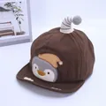 Brown toddler baseball cap featuring a cute penguin embroidery and a striped ball top - Baby 1-3 Years 46-48CM / Style One Coffee (Penguin Embroidery)