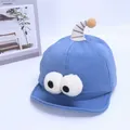 Blue baby baseball cap with cartoon big eyes and striped horn for toddlers - Baby 1-3 Years 46-48CM / Style Two Blue (Big Eyes)