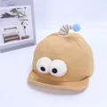 Cute khaki baby baseball cap with large cartoon eyes and soft brim for toddlers - Baby 1-3 Years 46-48CM / Style Two Khaki (Big Eyes)