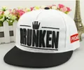 Casquette snapback enfant noir et blanc avec broderie couronne et lettrage DRUNKEN - Blanc Adultes