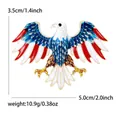 Eagle brooch with American flag enamel pattern and rhinestones in gold finish - Multicolor (USA Flag Colors)