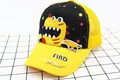 Detail of kids baseball cap featuring yellow mesh and cartoon dinosaur embroidery - Kids (3-8 Years) / Yellow