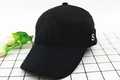 Detail of black cotton baseball cap with textured A and S letter embroidery stitching - Kids (2-8 Years) / Black