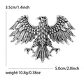 Antique silver eagle brooch with rhinestone inlay and detailed wings showing dimensions - Antique Silver