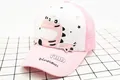 Detail of kids pink mesh baseball cap featuring cute dinosaur print and FIND text - Kids (3-8 Years) / Pink