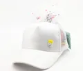 Detail of white mesh baseball cap with sequined rabbit ears and potato patch for kids - White