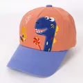 Casquette de baseball enfant en coton orange et bleu avec broderie dinosaure bleu - Enfants (3-10 ans) / Café Clair
