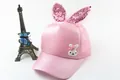 Cappellino rosa da sole per bambine con orecchie di coniglio e rete traspirante - Stile Rete Estivo (Rosa Antico)