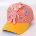 Cappellino rosa e giallo per bambini con orsetto 3D e stampa dei pianeti solari - Bambini (3-8 Anni) / Orso Rosa