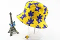 Detailed view of yellow cartoon bear sun hat with adjustable white windproof chin strap - Yellow Little Bear Style (Fig 13)