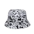 Cappello da pescatore in tela unisex con stampa lettere stile giornale su bianco - Taglia unica / Bianco