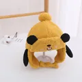 Dettaglio del cappello da aviatore per neonati in lana di agnello gialla con orecchie di cane - Neonato (2-6 Anni) / Giallo
