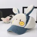 Bonnet en peluche bleu et blanc pour enfants avec longues oreilles de lapin et cache-oreilles - Enfants (3-8 Ans) / Lapin à Longues Oreilles Bleu