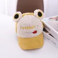 Cartoon Frosch Baby Baseballkappe aus gelbem Cord und weißem Fleece mit Fashion Stickerei - Kinder (3-8 Jahre) / Ingwergelb