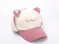 Pink and white patchwork corduroy kids winter baseball cap with plush cartoon ears - Children (2-8 Years Old) / Cartoon Ear Pink