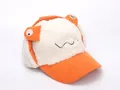 Kids orange corduroy cartoon winter hat with earflaps and warm lamb wool lining - Children (2-8 Years Old) / Cartoon Ear Orange