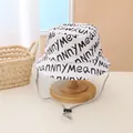 White bucket hat with black graffiti print and adjustable grey drawstring for kids - Kids (Approx. 2-8 Years) / White