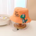 Sombrero de sol naranja para niños con estampado de dinosaurio y cordón ajustable gris - Talla Única (46-54cm) / Naranja