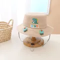 Detailansicht der Kinder-Sonnenhut mit Dinosaurier-Prints und verstellbarem Kinnriemen - Kinder / Beige