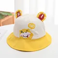 Kids yellow and beige bucket hat with cute cartoon hippo embroidery and 3D ears - Baby (Approx 1-4 Years Old) / Frog Yellow