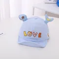 Detail of baby soft brim baseball cap with blue dolphin 3D decor and LOVE embroidery - Blue